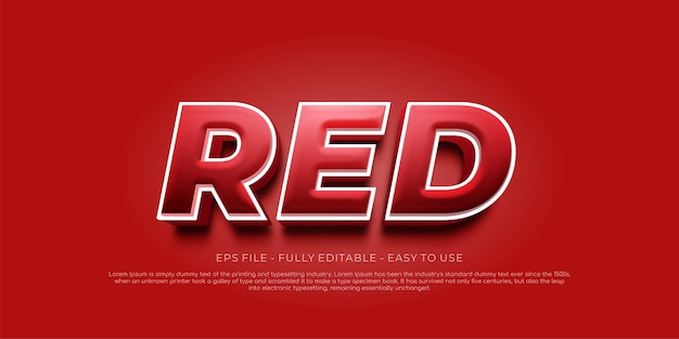 Vector creative 3d text red editable style effect template on red background