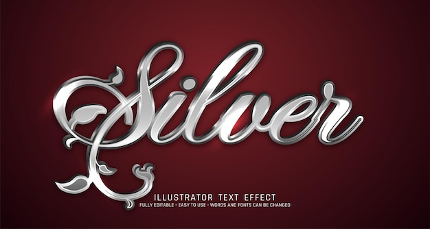 Creative 3d text Silver editable 3d style effect template