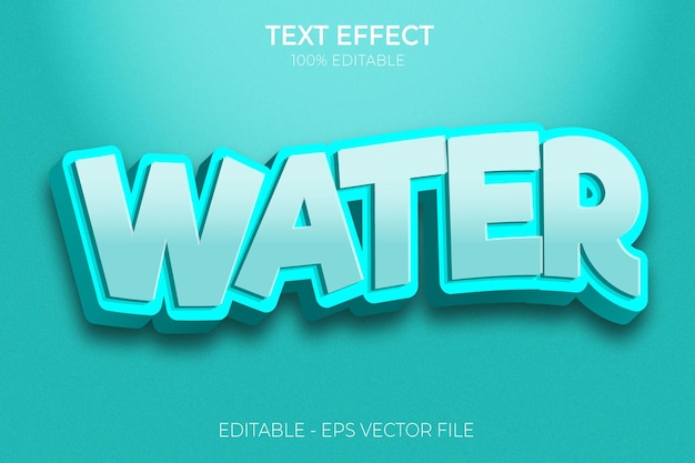 Creative 3D Water Bold Text Effect Premium Vector