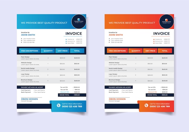 Creative a4 invoice template design for your business