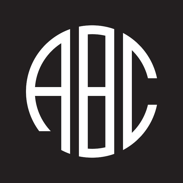 黒の背景の円形の創造的な ABC 会社のロゴ