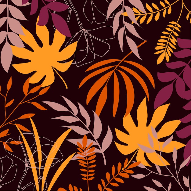 Creative abstract background with tropical plants