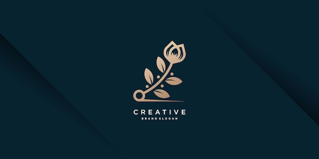 Vettore premium di design del logo del fiore astratto creativo
