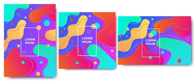 creative abstract fluide shape geometric pattern background or wallpaper set