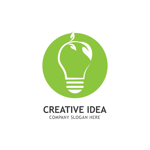 Creative abstract green bulb leaf logo design vector symbol illustration