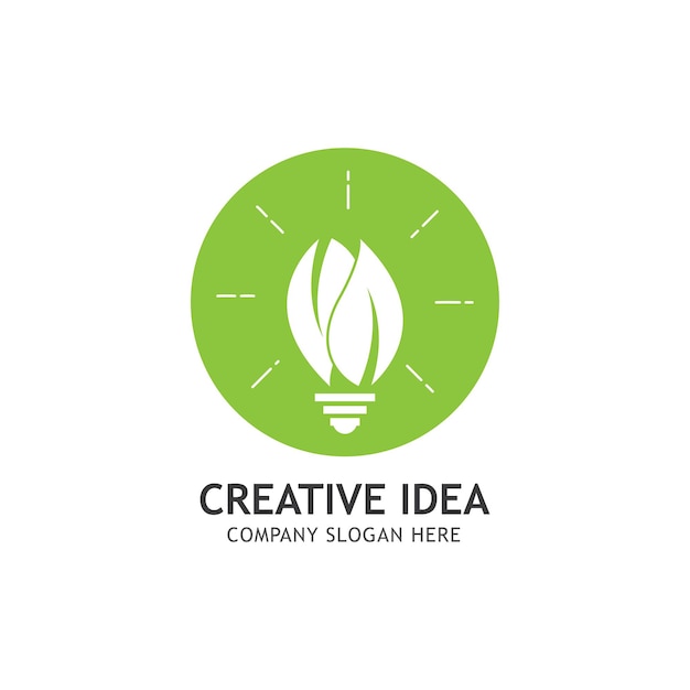 Vector creative abstract green bulb leaf logo design vector symbol illustration