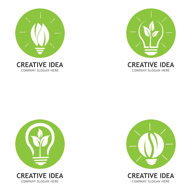 Creative abstract green bulb leaf logo design vector symbol illustration