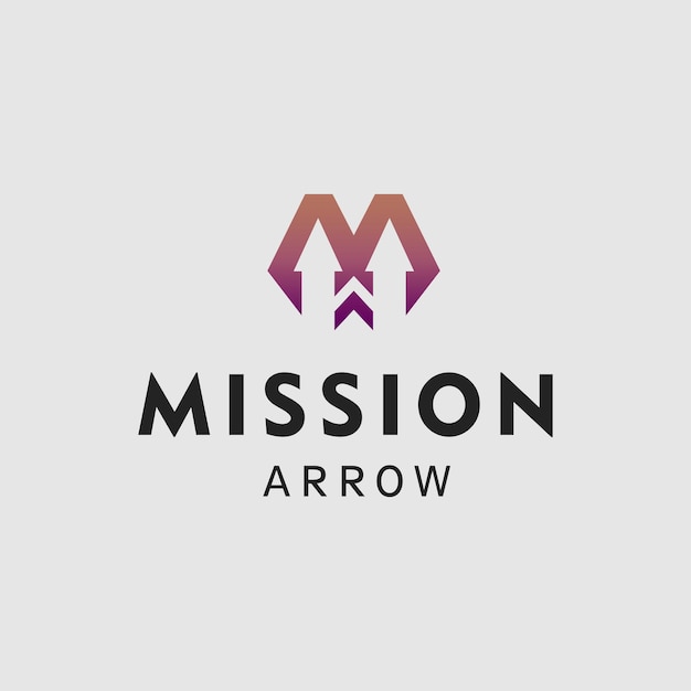 Creative abstract letter M logo with arrow  design abstract vector template