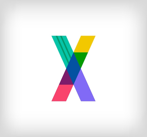 Creative abstract letter X multicolored linear logo Modern lettering lines with new pop art colors