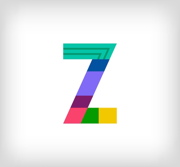 Vettore lettera astratta creativa z logo lineare multicolore linee di lettering moderne con nuovi colori pop art
