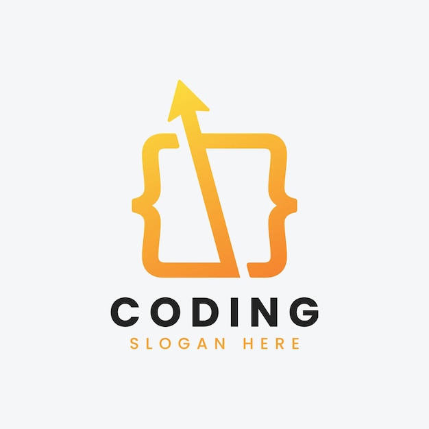 Creative abstract modern programming coding logo design colorful gradient coding logo template