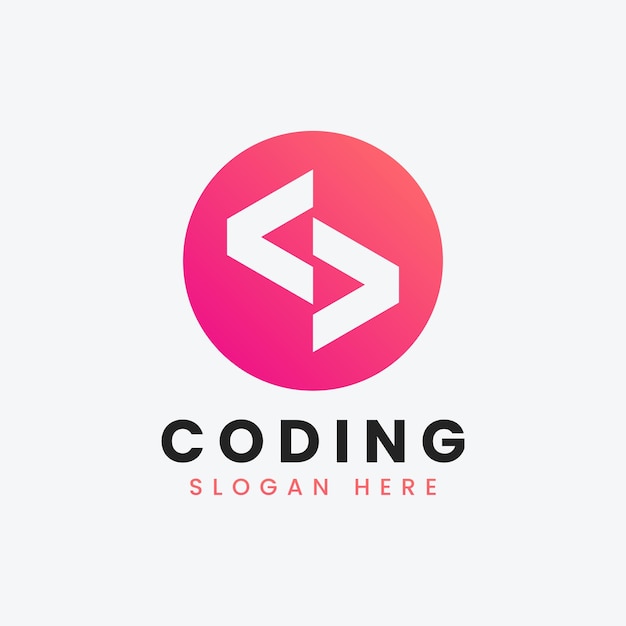 Vector creative abstract modern programming coding logo design colorful gradient coding logo template