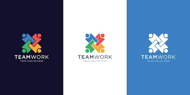 Creative abstract people logo vector design represents teamwork diversitysigns and symbols people