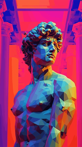 Creative Abstract plaster statue of David in Geometric shapes Minimal concept art Kaleidoscopic 3