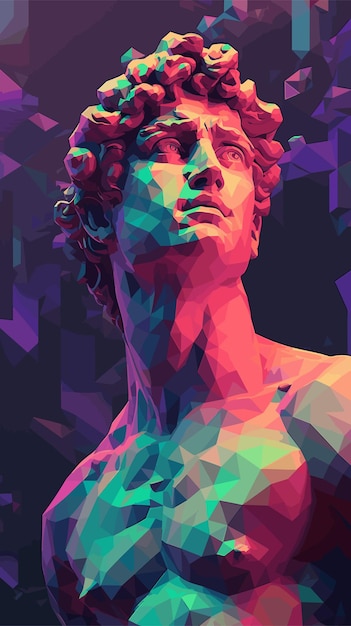 Creative Abstract plaster statue of David in Geometric shapes Minimal concept art Kaleidoscopic 3