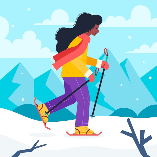 Vector creative abstract snowshoeing illustration