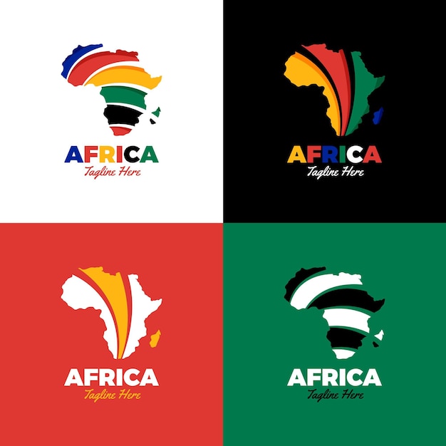 Vector creative africa map logo set