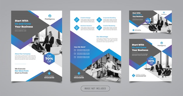 Vector creative agency business flyer and banner template