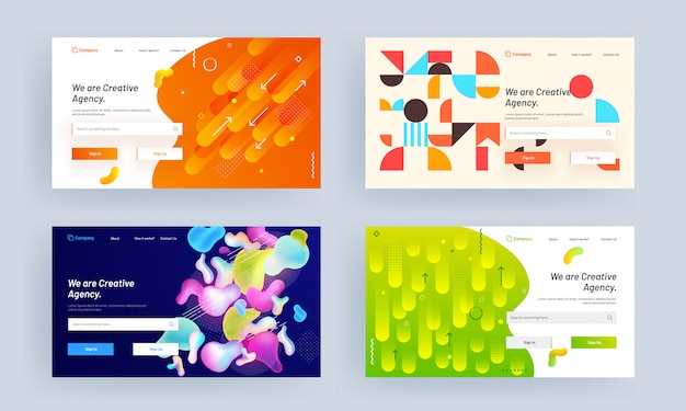 Creative Agency landing page set in different abstract background