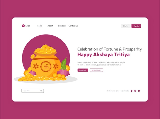 Creative akshaya tritiya landing page template