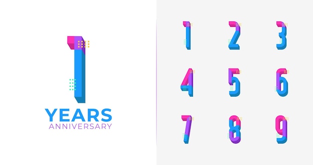 Vector creative anniversary logo collections with 3d and colorful concept for celebration event