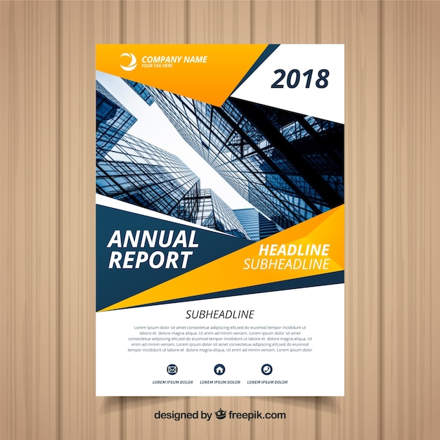 Vector creative annual report cover with image