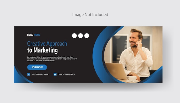 Vector creative approach to marketing gradient blue color shape and black background facebook cover