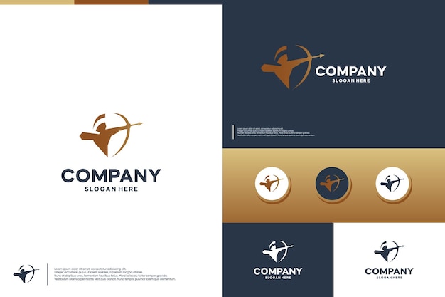 Creative archer silhouette logo design template