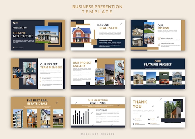 Vector creative architecture business powerpoint presentation slides design set template