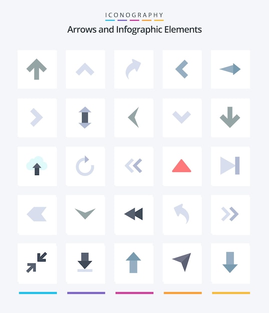 Creative arrow 25 flat icon pack such as back down left up arrow