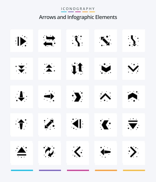 Vector creative arrow 25 glyph solid black icon pack such as up right left arrow go round