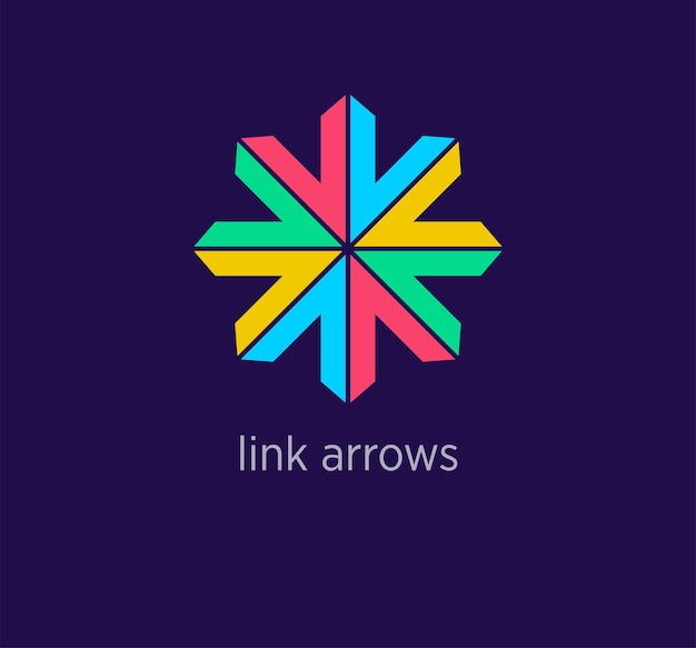 創造的な矢印リンク ロゴ デザイン モダンなデザインの色共通領域の人間のロゴのテンプレート ベクトル