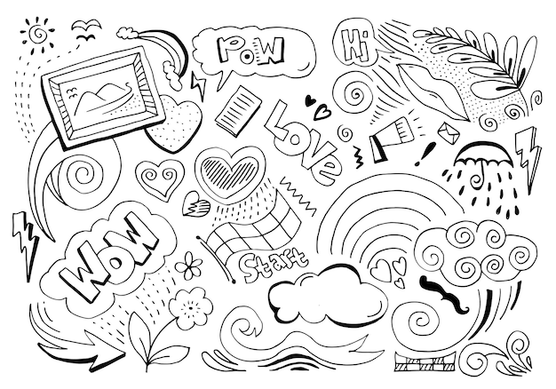 Vector creative art doodles hand drawn design illustration for design element