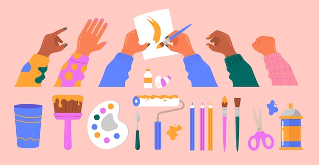 creative and art elements in flat design