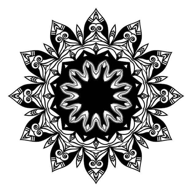 크리에이 티브 아트 스타일 손으로 그린 흑백 다채로운 연꽃 만다라 배경 디자인 벡터