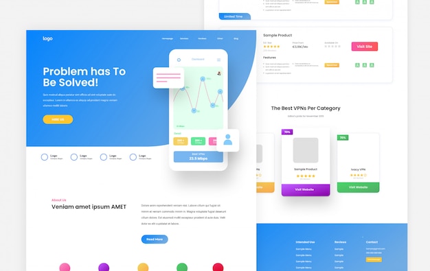 Vector creative awesome landing page template