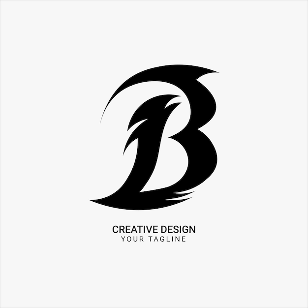 Creative B letter flat typography calligraphy stylish hand art modern brand unique logo design