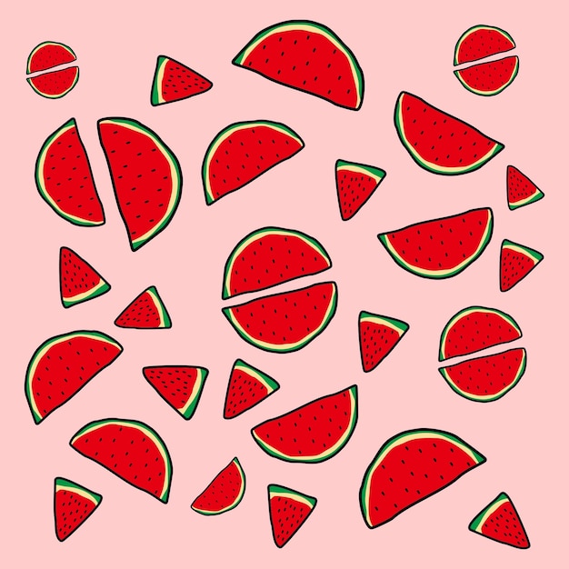 Creative background design with a fruit theme with the basic shape of a watermelon art background