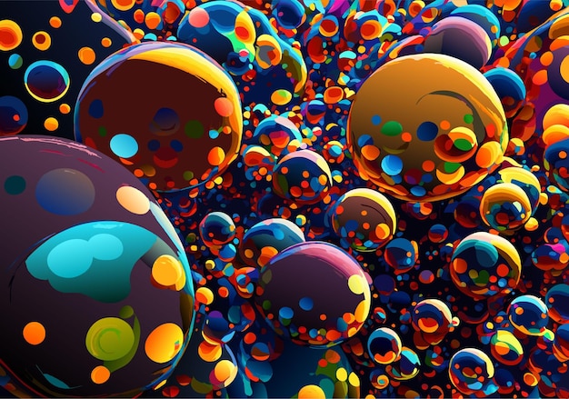 Vector creative background from mixed water and oil bubbles colorfull