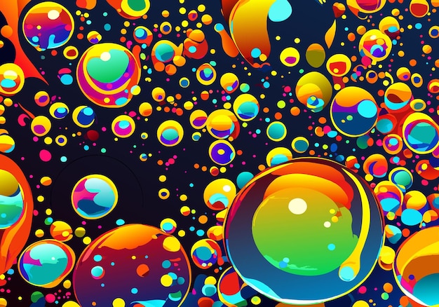 Vector creative background from mixed water and oil bubbles colorfull