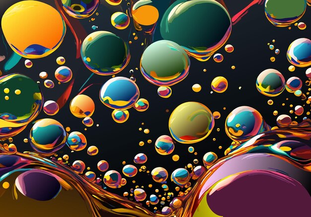 Vector creative background from mixed water and oil bubbles colorfull