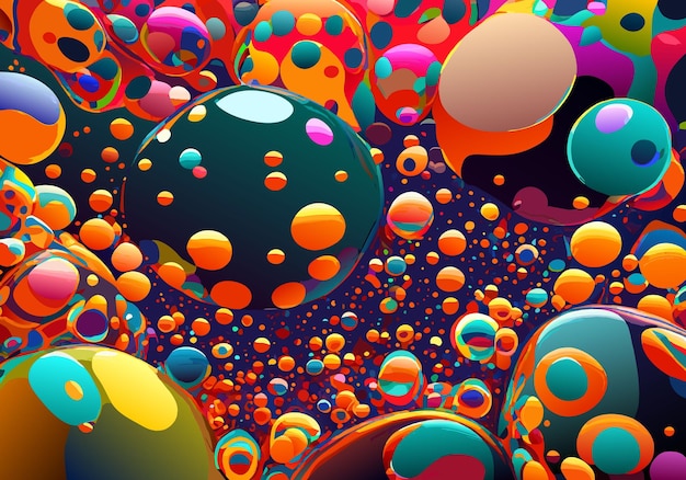 Creative background from mixed water and oil bubbles colorfull