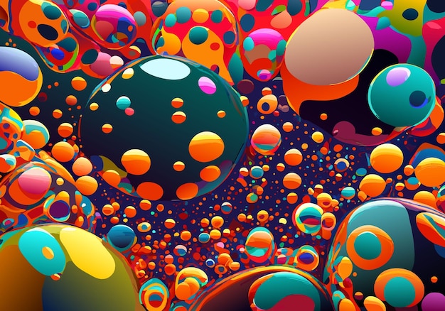 Vector creative background from mixed water and oil bubbles colorfull