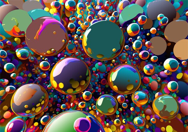 Creative background from mixed water and oil bubbles colorfull