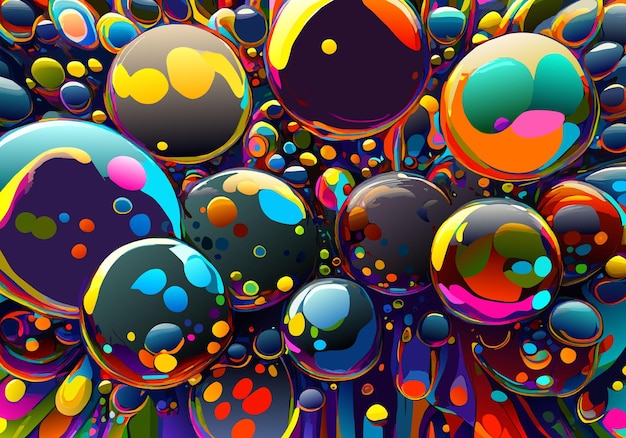 Vector creative background from mixed water and oil bubbles colorfull