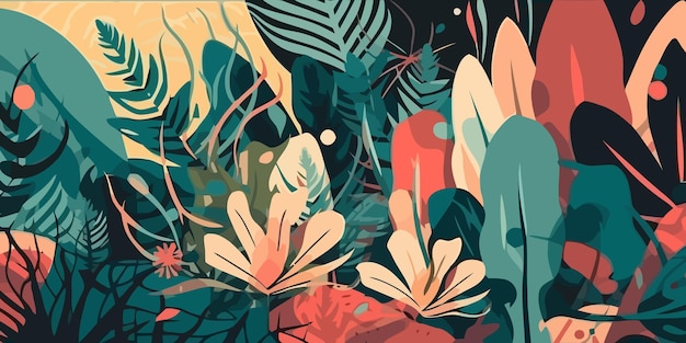 Vector creative background made of tropical leaves jungle plants tropical backdrop vector illustration