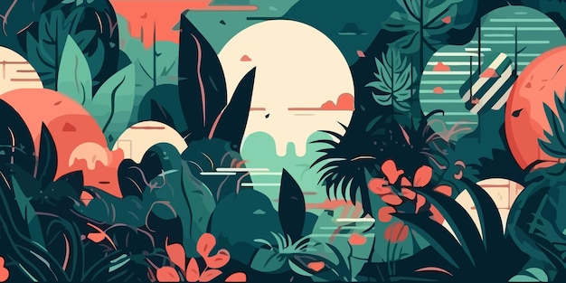 Vettore sfondi creativi fatti di foglie tropicali piante della giungla sfondi tropicali illustrazione vettoriale