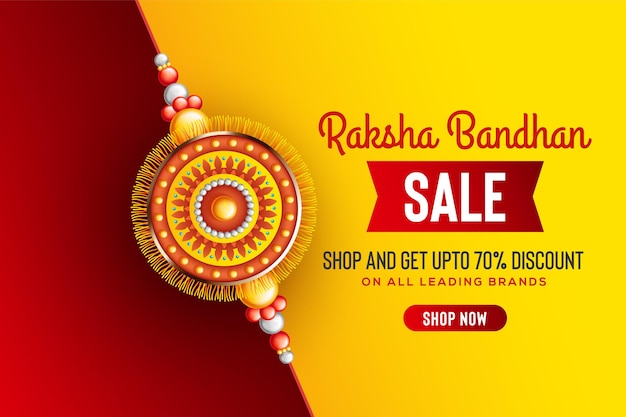 Sfondo creativo con rakhi decorato per il festival di vendita di raksha bandhan di sorelle e fratelli