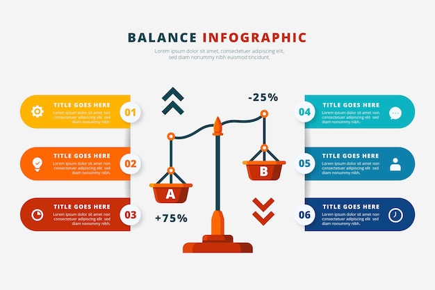 Creative balance infographic in different colors