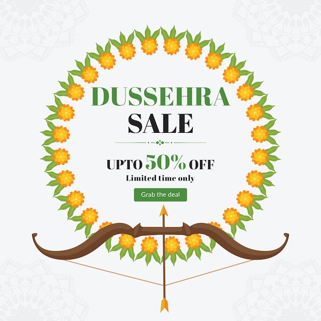 Creative banner design of dussehra sale template